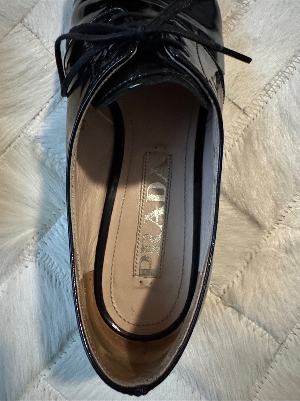 Prada Black Patent Leather Lace-Up Oxfords - Picture 6 of 14